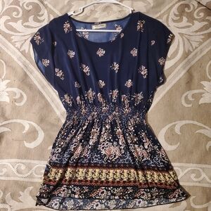 Navy Floral Women's Blouse